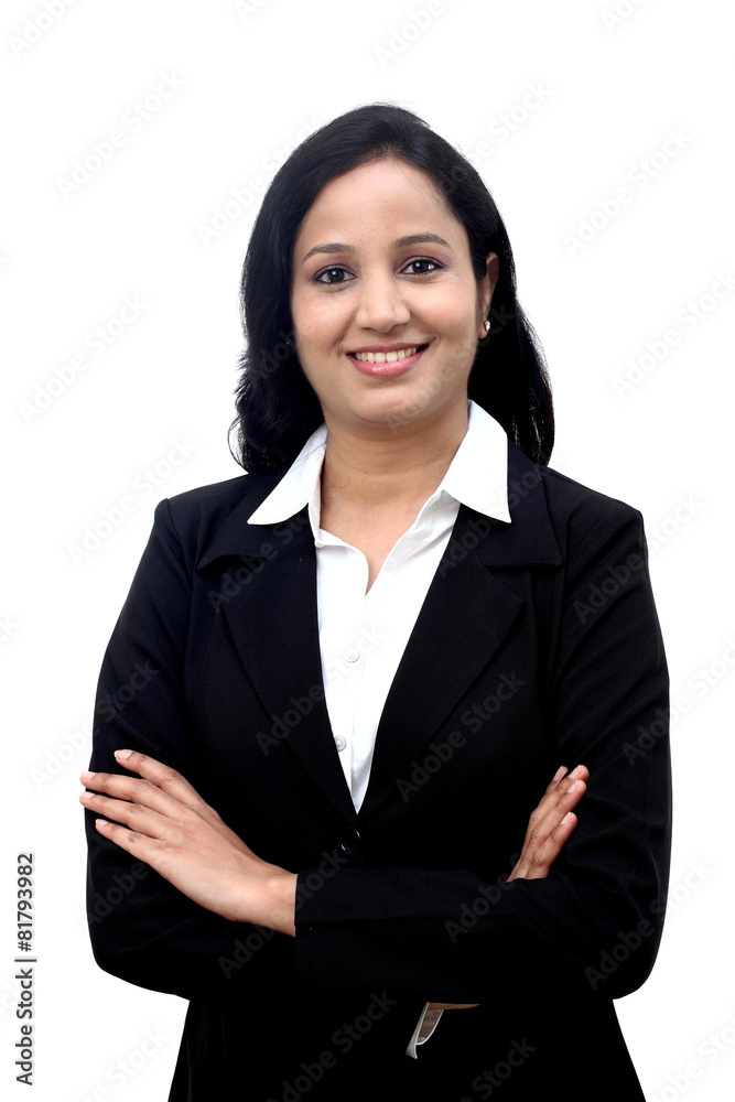 Confident Businesswoman against white background Confident Businesswoman against white background