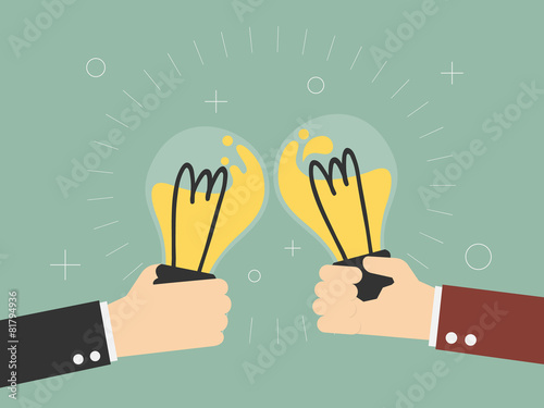 Cheers, Concept of Brainstorming. Flat Design Cartoon Vector Illustration