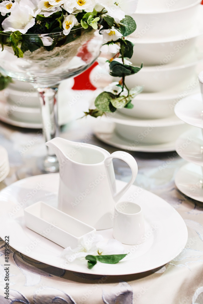 Ceramic tableware on the table