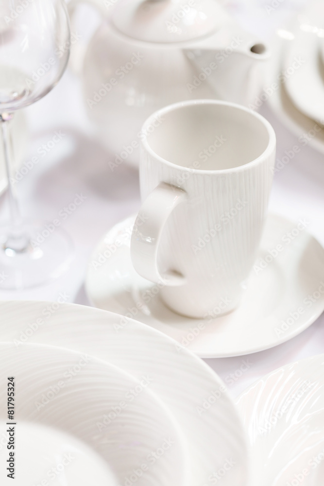 Ceramic tableware on the table Ceramic tableware on the table