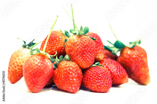 Strawberry berries on a white background.