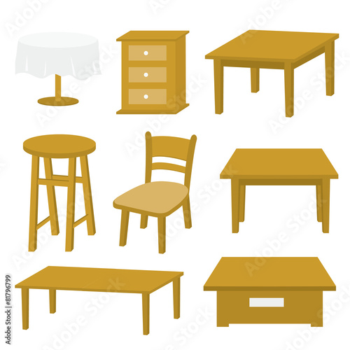 Table Chair Furniture Wood Vector Design