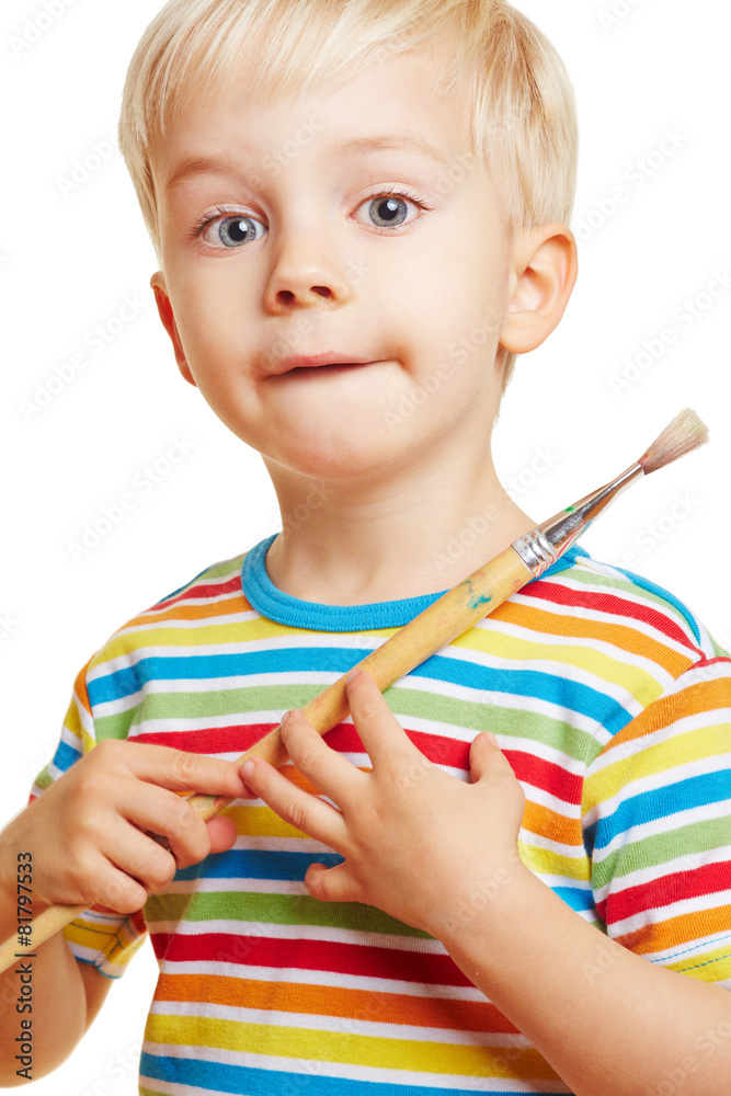 Kind malt Bild mit Pinsel Stock Photo Adobe Stock