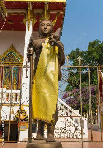 monk statue for Shin Thiwali or Sivali under sun light photo