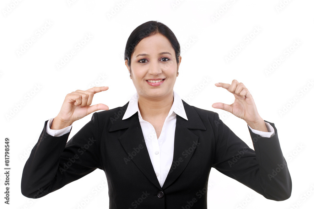 Young business woman presenting a product Young business woman presenting a product