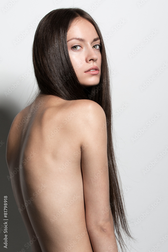 sexy fashion model long brunette hair topless beauty retouched sexy fashion model long brunette hair topless beauty retouched