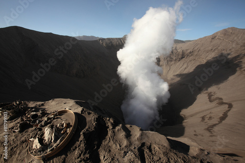 Smoking crater of Mount Bromo, Indonesia.