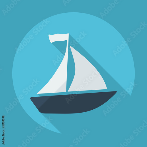 Flat modern design with shadow sailboat