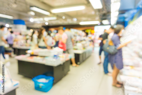 Abstract blurred people walking in book shopping center