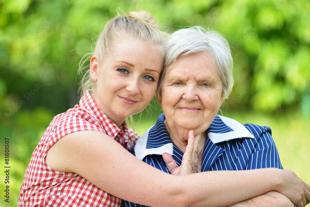 Grandmother and granddaughter. Happy family. Grandmother and granddaughter. Happy family.