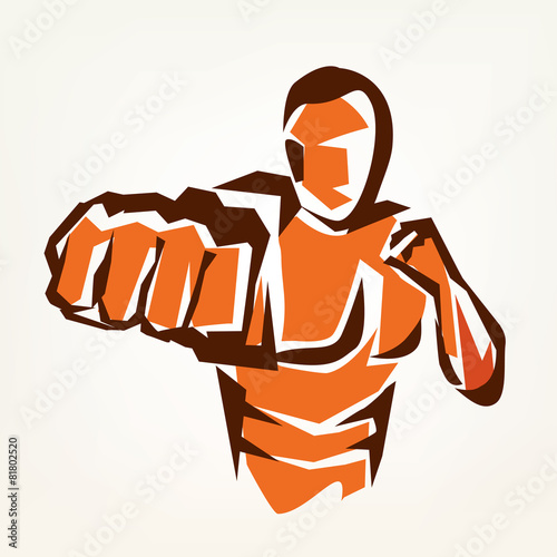 stylized boxer silhouette, boxing symbol