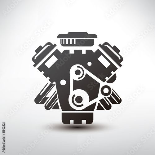 Canvas Print car engine symbol, stylized vector silhouette of automobile moto