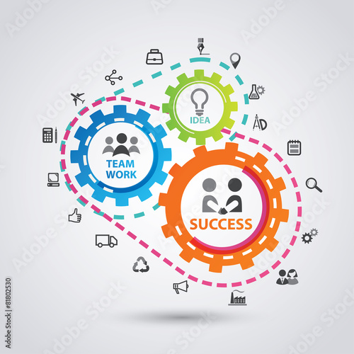 business process infographics, set of business and technology ic
