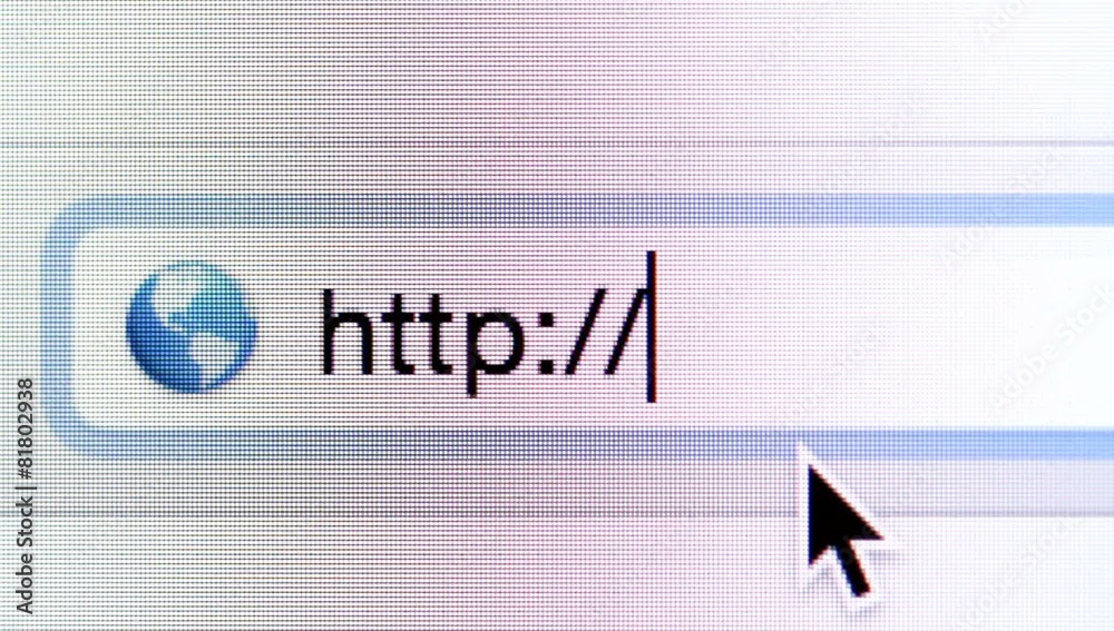 Macro movie of computer screen and http:// address bar