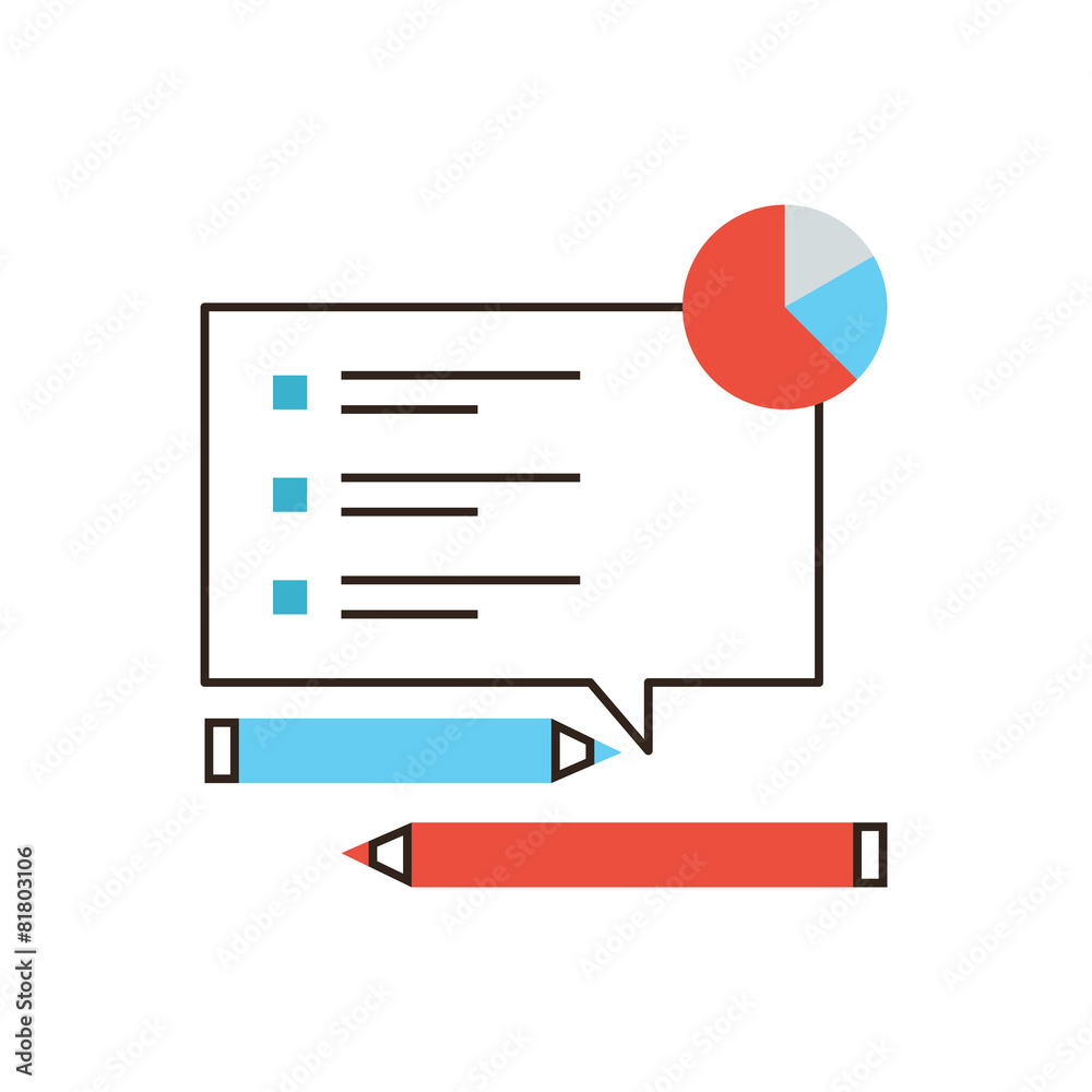 Market survey flat line icon concept