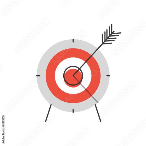Success targeting flat line icon concept