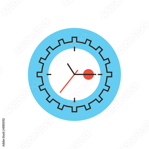 Time management flat line icon concept