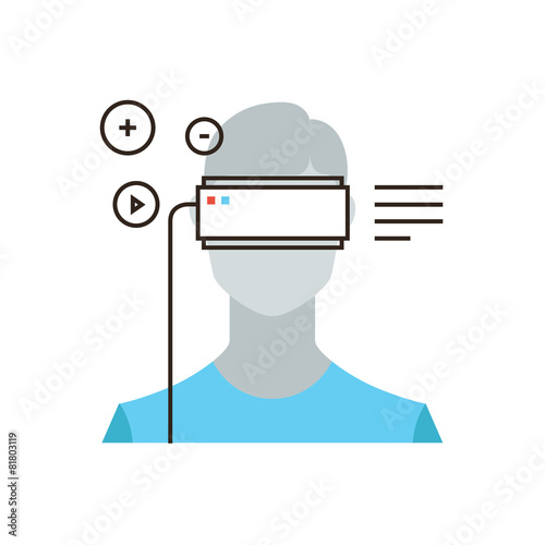 Virtual reality headset flat line icon concept