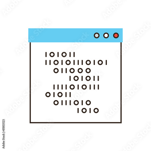 Programming code flat line icon concept