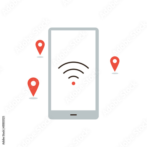 Wireless hotspot places flat line icon concept