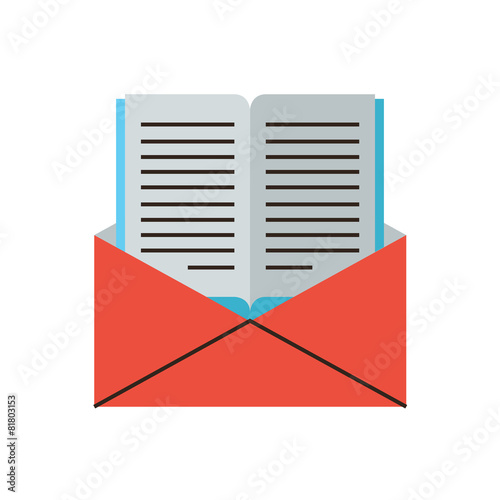 Book by mail flat line icon concept