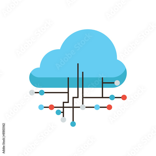 Cloud connection flat line icon concept