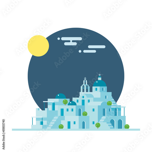 Flat design of Santorini Greece village
