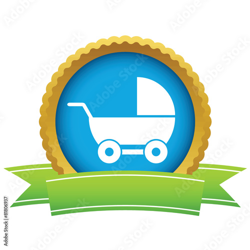 Gold baby carriage logo