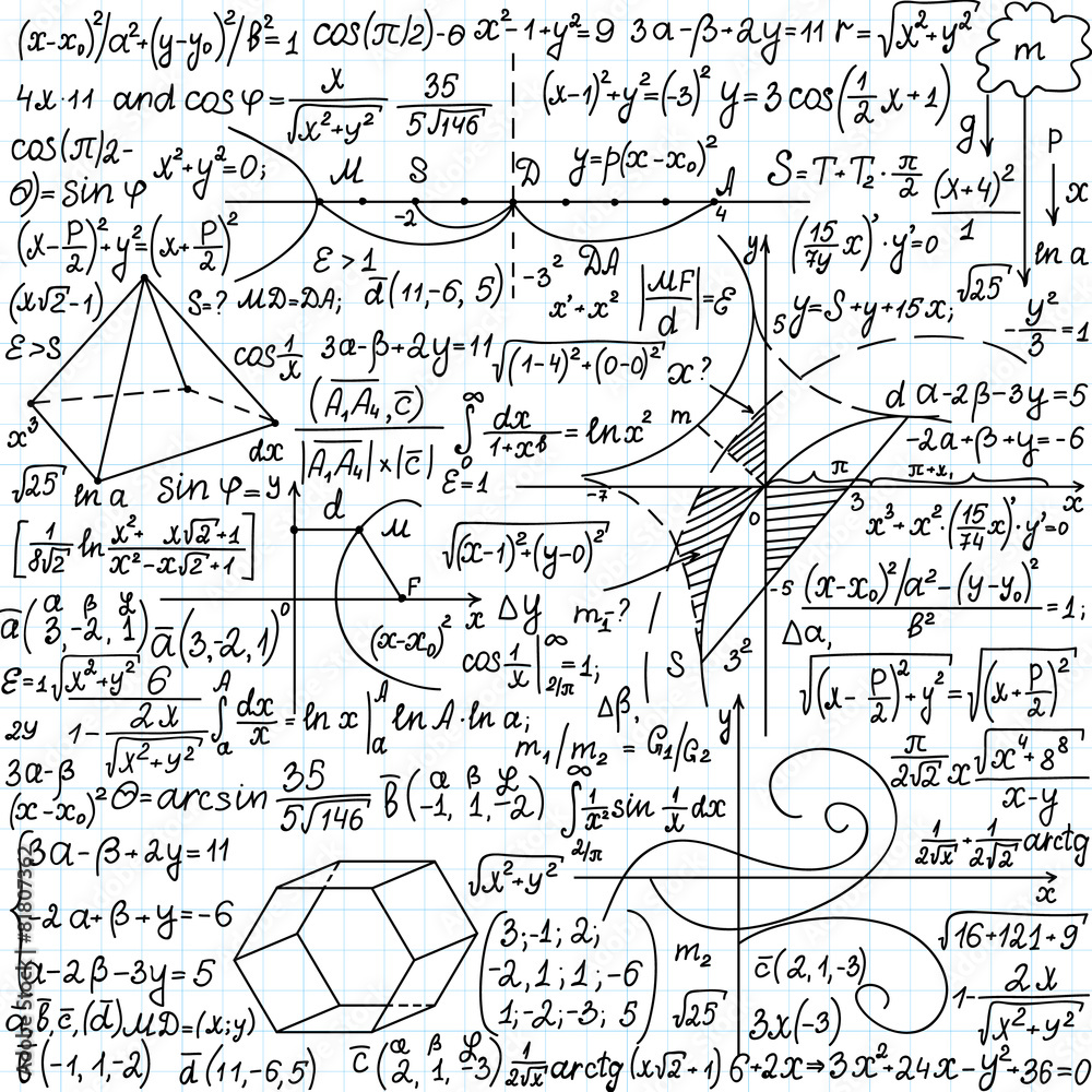Mathematical Vector Seamless With Formulas Plots Equations Stock Vector Adobe Stock