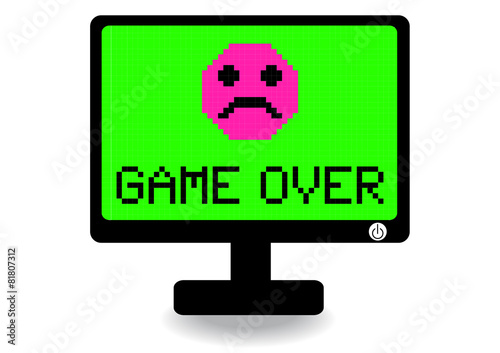 game over icon on computer screen