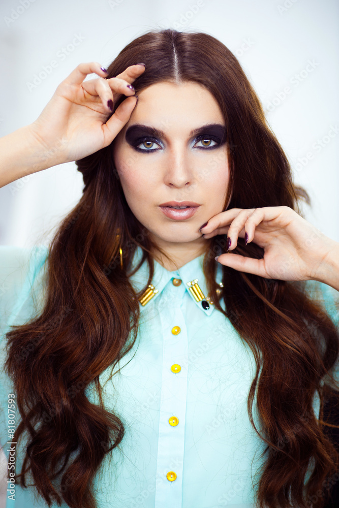 Fototapeta premium Woman with trendy smokey eyes makeup