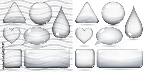Transparent and opaque glass shapes