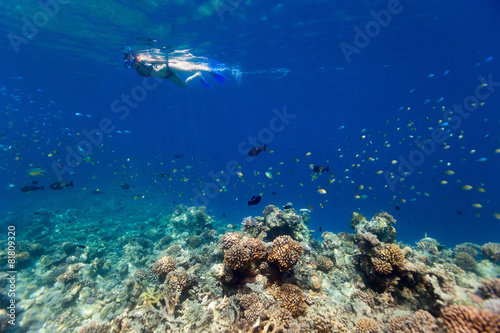 Woman snorkeling in tropical water © BlueOrange Studio