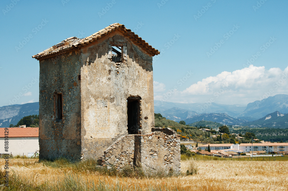 Old house in a wheat field Old house in a wheat field