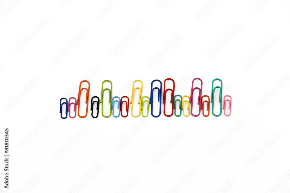 colourful paperclips different sizes