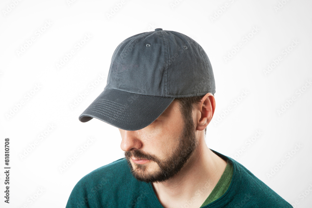 Gray cap on the head ready for branding. Gray cap on the head ready for branding.