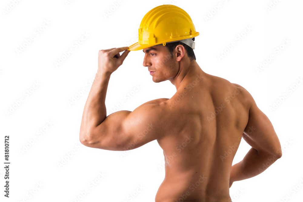 Construction Works Back Man Builder Builder Foto stock 2219154725