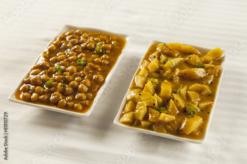 Indian/Pakistani cuisine Aaloo bhujia and Channa