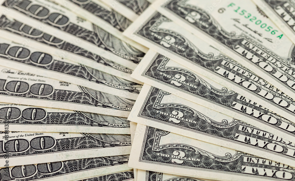Cash american dollars banknote closeup, money background Cash american dollars banknote closeup, money background
