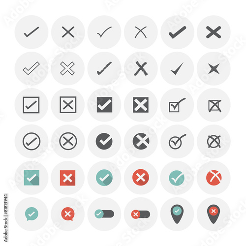 Check mark icons set. Vector Illustration.