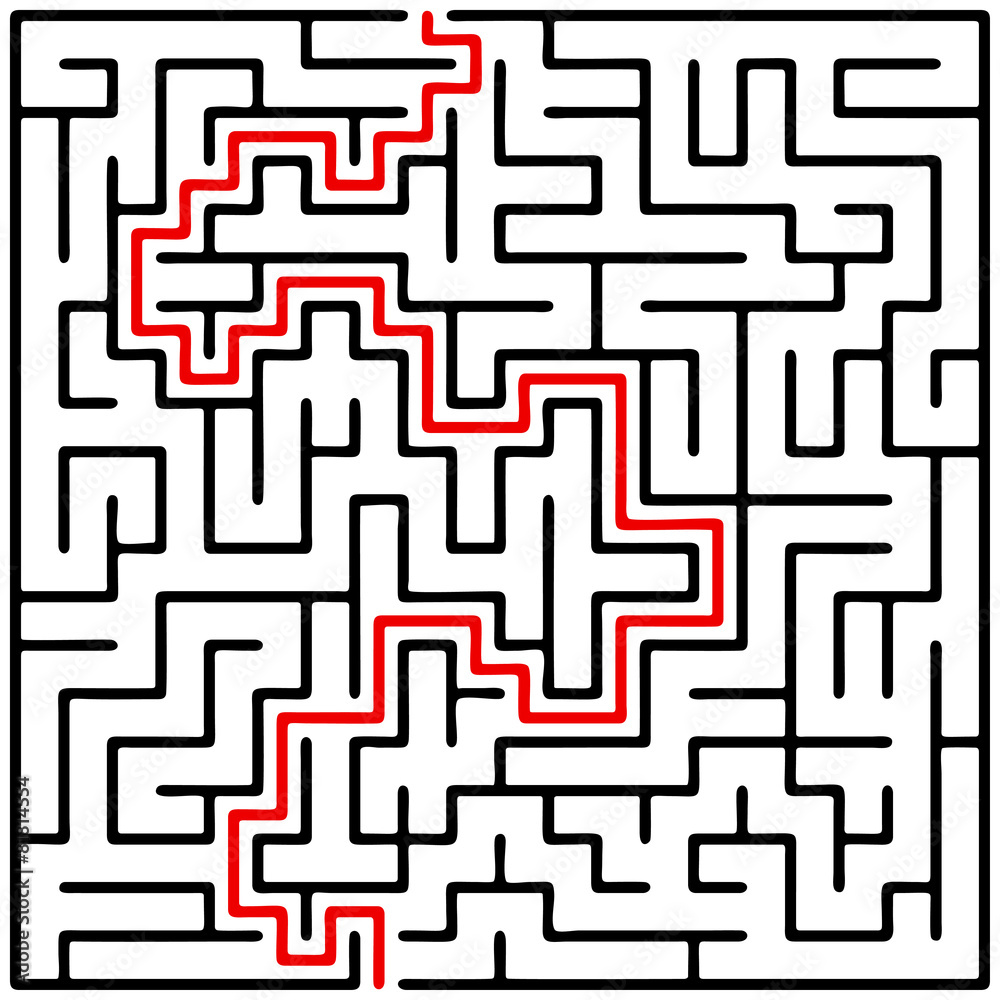Black square maze (20x20) with help