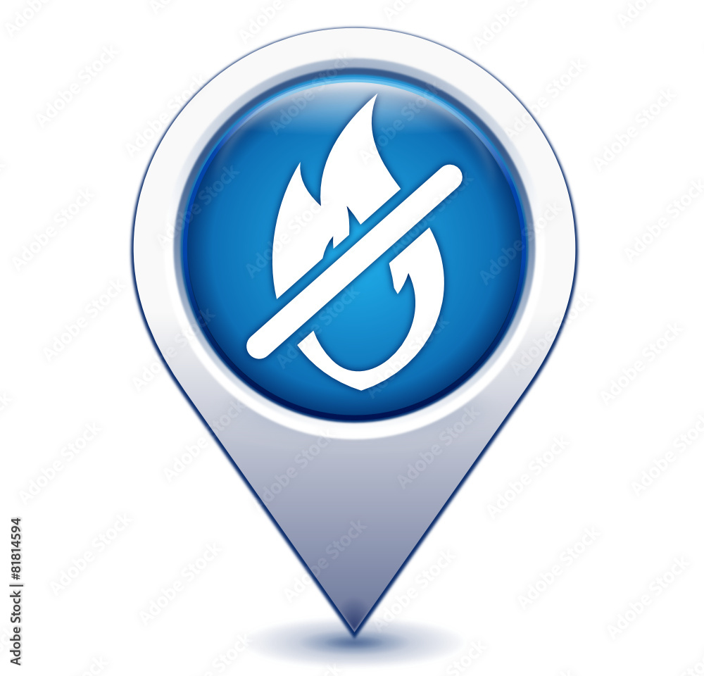 flamme interdite sur marqueur géolocalisation bleu