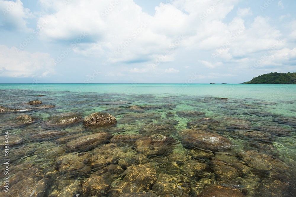 Reef and shallow beach at Koh Kood Island , Thailand