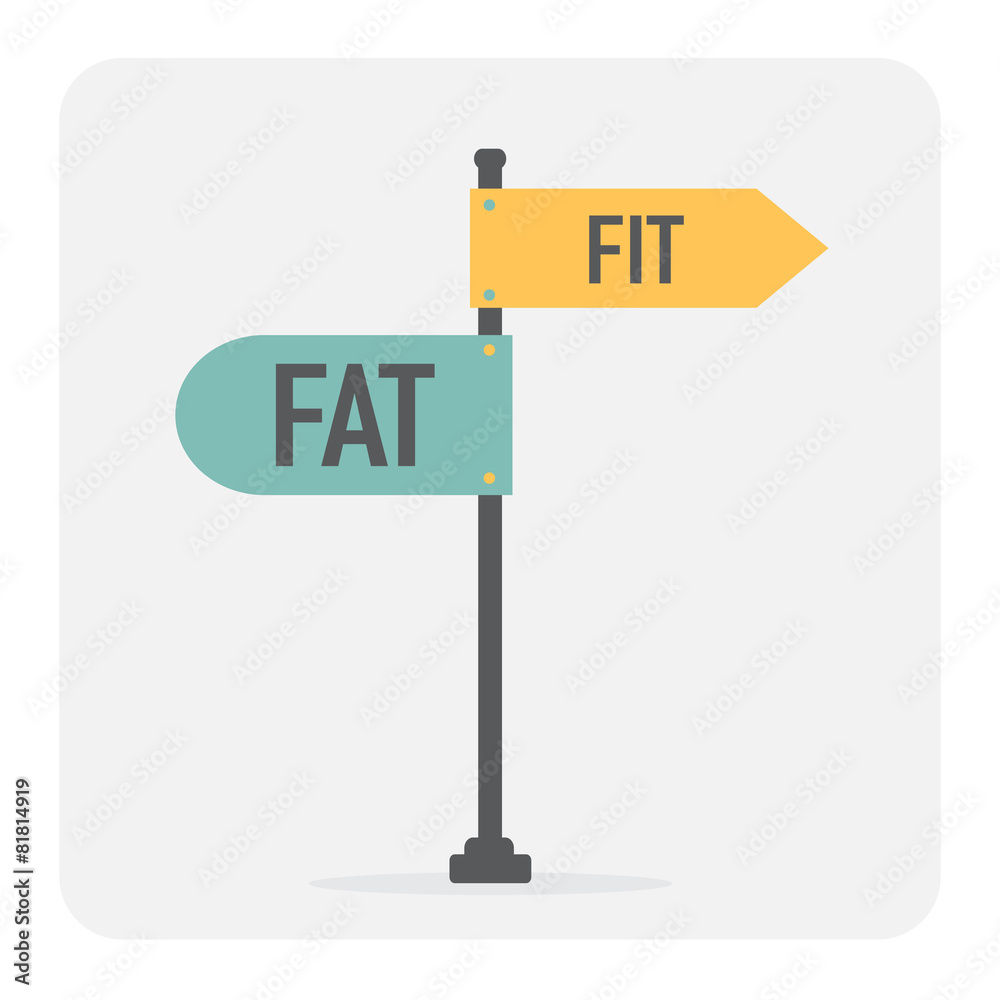 Fit or fat sign. Health motivation. Vector illustration. Fit or fat sign. Health motivation. Vector illustration.