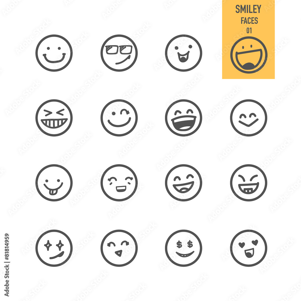 Smiley faces icons set. Vector illustration. - obrazy, fototapety, plakaty 