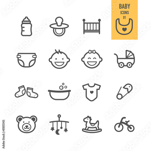 Baby icons set. Vector illustration.