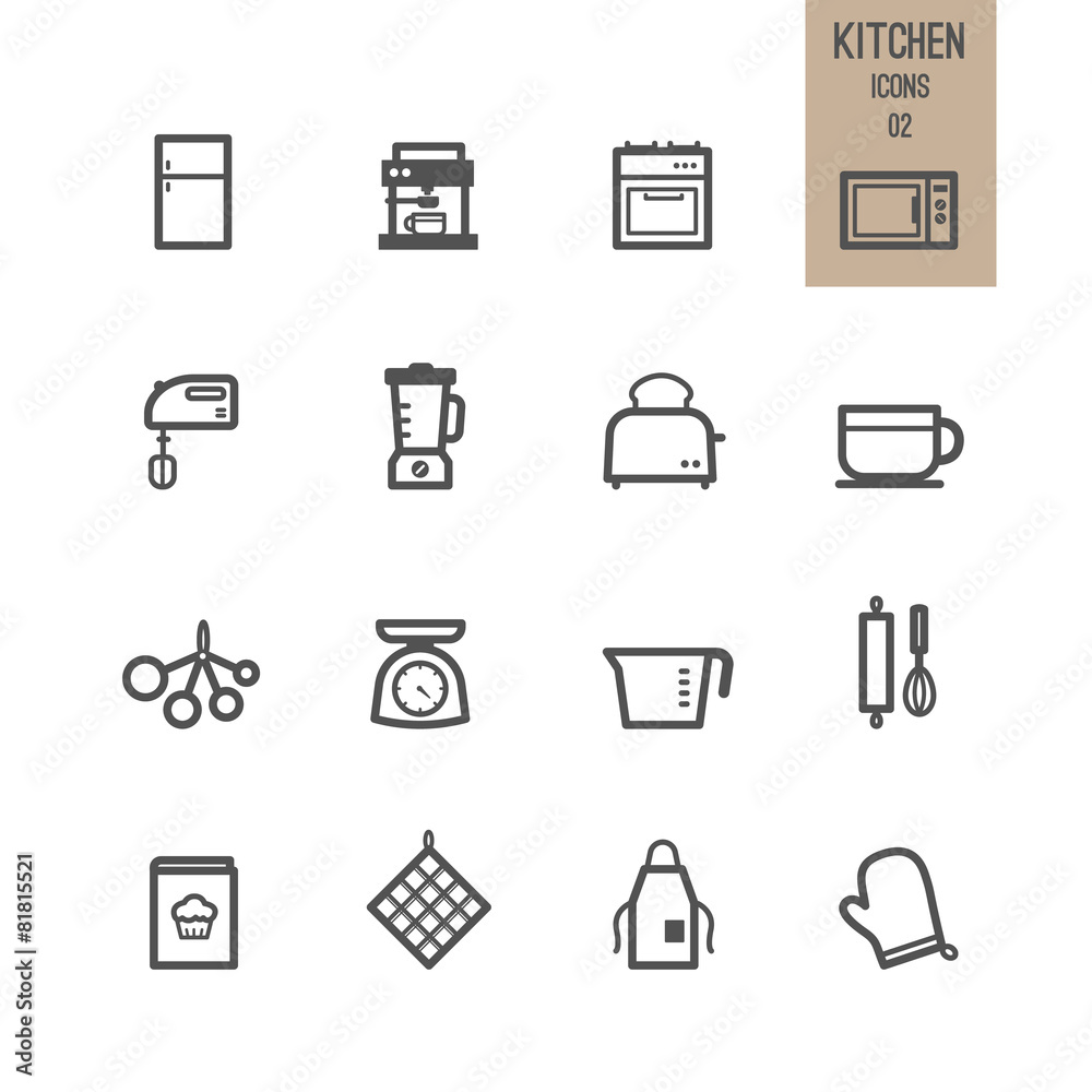 Set of kitchen icons. Vector illustration. Set of kitchen icons. Vector illustration.