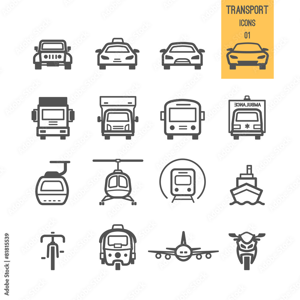 Transportation icons set. Vector illustration.