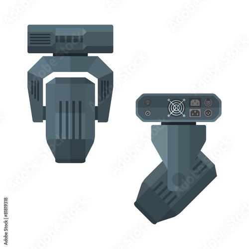 concert moving lighting head flat style illustration.