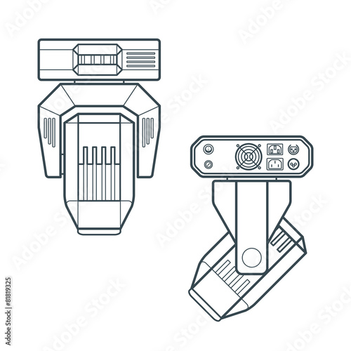 concert moving lighting head outline illustration.